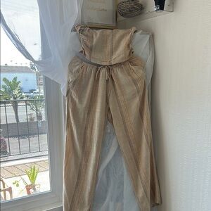 Striped Tan Jumpsuit